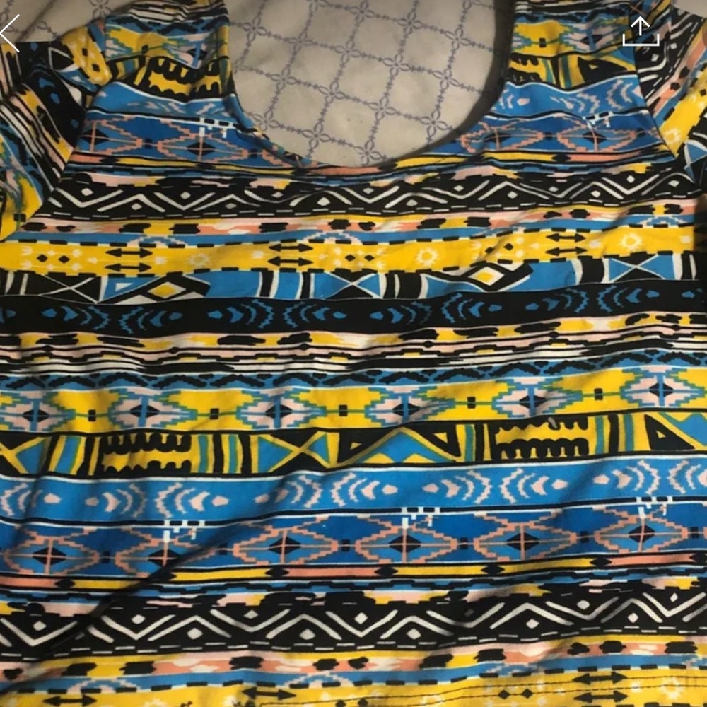 Blue and yellow crop top